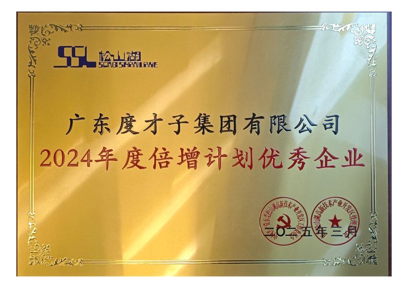 度才子集团2024年度倍增计划优秀企业证书