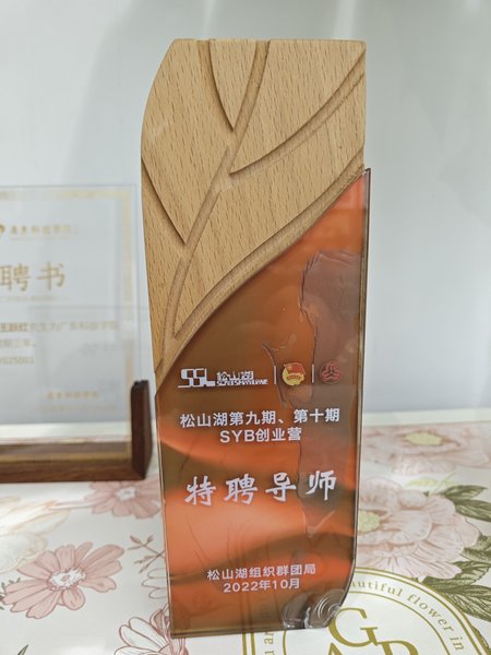 度才子集团松山湖SYB创业营特聘导师聘书
